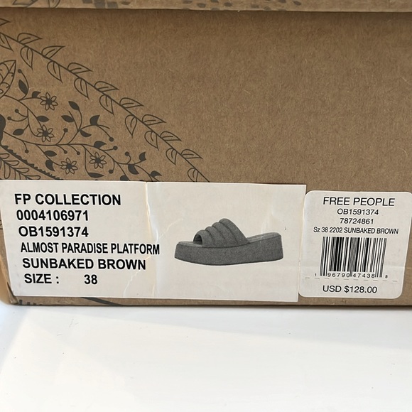 Free People Almost Paradise Platform Sandal in Sunbaked Brown Suede Slide New - Picture 9 of 9